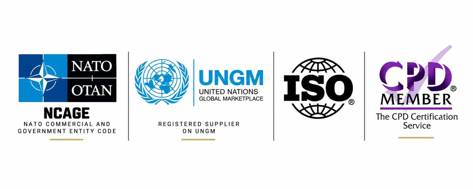The marks Unit 21 Group holds: NATO NCAGE, UNGM registered supplier, ISO and CPD Member